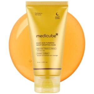 Medicube Overnight Glow Duo for Uneven Skin Tone: Turmeric Overnight Wrapping Peel Off Mask