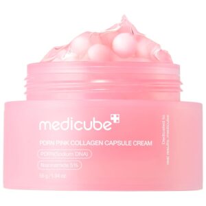 medicube Capsule Cream with Salmon DNA PDRN Pink Collagen | Lightweight Moisturizing Cream with PDRN, Niacinamide for Uneven Skin Tone and Texture, Glow hydration